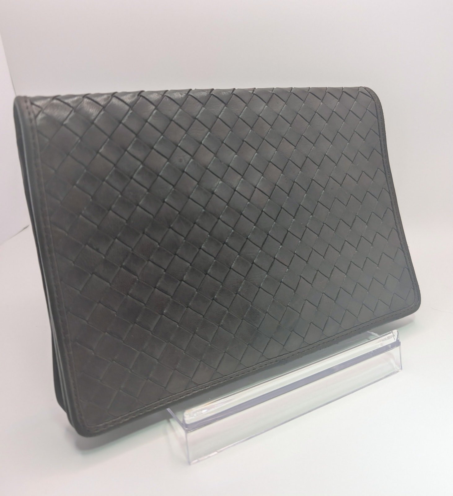 Authentic Bottega Veneta Intrecciato 2-Way Bag Dark Brown